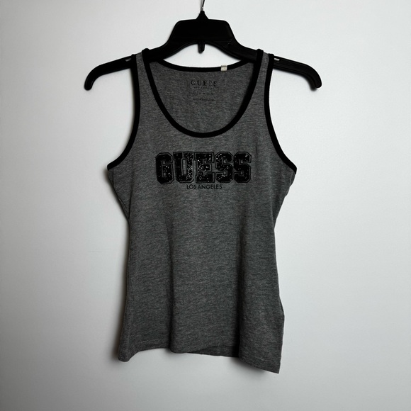 GUESS Heather Gray Tank Top with Black Trim - Picture 3 of 7